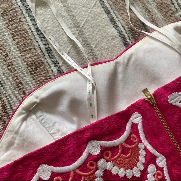 Lilly Pulitzer Azalea Pink Strapless Embroidered Peplum Maybell Dress 4 - Picture 15 of 16